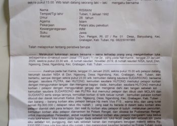 Babak Belur Dikeroyok dan Dipermalukan , Warga Banyubang Grabagan Melapor ke Polres Tuban