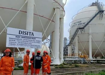 Polres Tuban Dampingi Bareskrim Polri Menyerahkan BB Kilang Terkait Korupsi Kondensat TPPI Tuban, Penanganan Korupsi Senilai 36 Triliun.