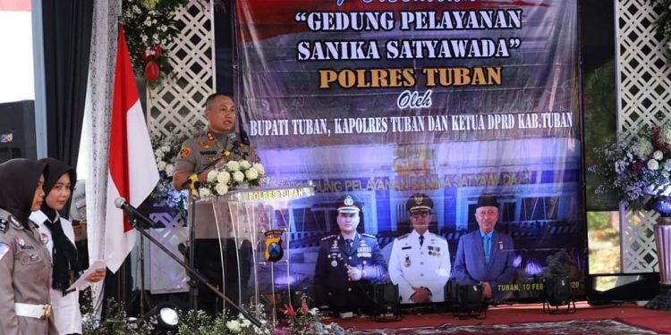 Gedung Pelayanan Sanika Satyawada Polres Tuban Diresmikan. Kapolres : Tahun 2021 Status Polres Tuban Menjadi Polresta Tuban.