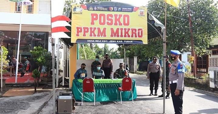 Kapolres dan Dandim 0811 Tuban , melaksanakan Pengecekan Posko PPKM mikro Dibeberapa Lokasi