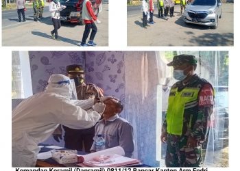 Pemudik Jalani Swab Antigen di Pos Penyekatan Jateng-Jatim