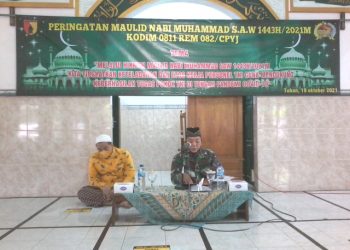 Kodim 0811/Tuban menggelar peringatan Maulid Nabi Muhammad SAW 1443 H/2021 M di Masjid Al-Amin Makodim 0811/Tuban