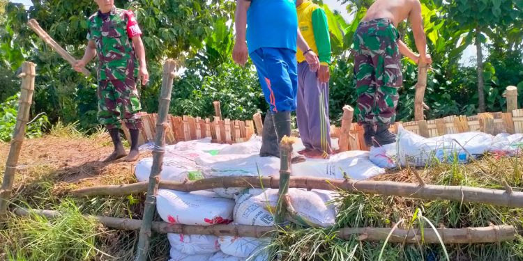 Kesigapan Danramil 06 Plumpang Bersama Masyarakat Atasi Tanggul Jebol