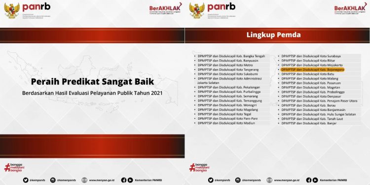 Dua OPD Pemkab Bojonegoro Raih Predikat Unit Pelayanan Publik Sangat Baik dari Kemenpan-RB