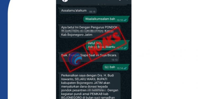 Awas..! Hoax Nomor Telepon Wakil Bupati Bojonegoro Berkedok Donasi