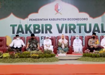 Bupati Anna dan Forkopimda Ikuti Takbir Virtual di Pendopo, Sambut Idul Fitri 1443H
