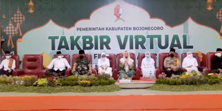 Bupati Anna dan Forkopimda Ikuti Takbir Virtual di Pendopo, Sambut Idul Fitri 1443H