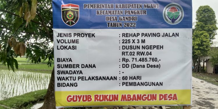 Rehabilitas Jalan  Paving di Dusun Ngepeh Desa Gandri