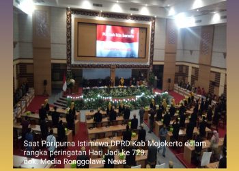Rapat Paripurna Istimewa DPRD Kabupaten Mojokerto,Tentang Hari Jadi Kabupaten  Mojokerto Ke 729 Tahun