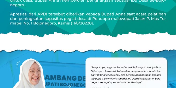Bupati Anna Dinobatkan Sebagai Ibu Desa Se-Bojonegoro, APDI Berikan Penghargaan