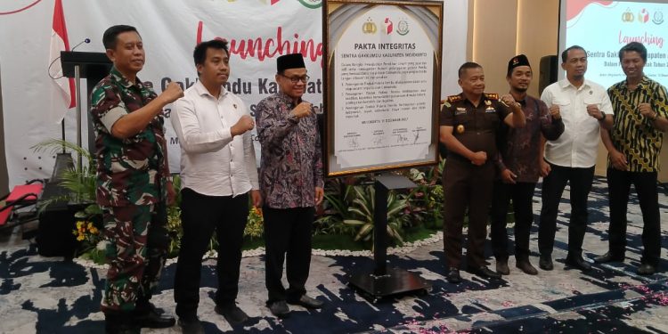 Bawaslu Kabupaten Mojokerto Launching Centra Penegakan Hukum Terpadu (GAKKUMDU)