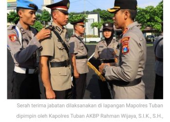 Kapolres Tuban Pimpin Serah Terima 2 Jabatan Kasat dan 4 Kapolsek Jajaran