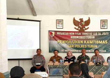 Satgas TMMD Kodim 0811 Tuban Berikan Penyuluhan Kamtibmas Di Desa Wukirharjo