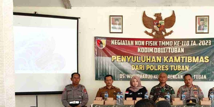 Satgas TMMD Kodim 0811 Tuban Berikan Penyuluhan Kamtibmas Di Desa Wukirharjo