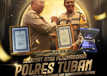 Pos Pelayanan dan Pengamanan/Terpadu mudik Lebaran 2024 Polres Tuban Bertema Aladin Raih Penghargaan Best Theme Type A