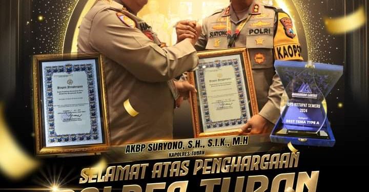 Pos Pelayanan dan Pengamanan/Terpadu mudik Lebaran 2024 Polres Tuban Bertema Aladin Raih Penghargaan Best Theme Type A