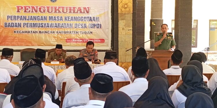 Danramil Bancar Tuban Beri Motivasi, Kedisiplinan dan Wawasan Kebangsaan Untuk BPD 