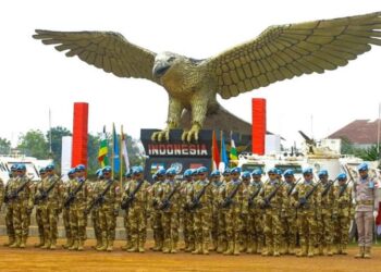 Satgas Kizi TNI Konga XXXVII-J Minusca Car Bersama INDO FPU 5 Kibarkan Sang Merah Putih Di Daerah  Misi