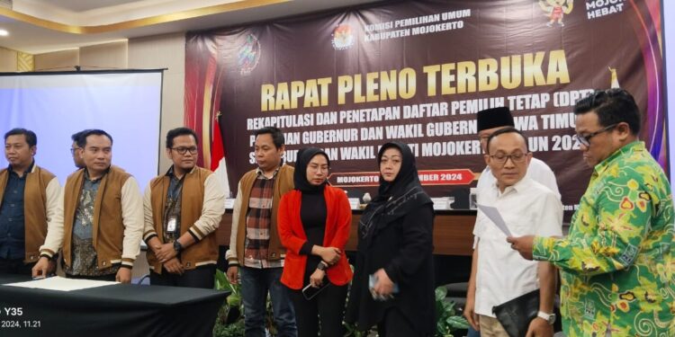 KPU Mojokerto Selenggarakan Rapat Pleno Terbuka Rekapitulasi dan DPT Pilkada 2024