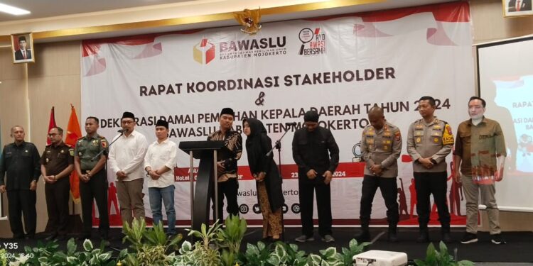 Bawaslu Mojokerto Gelar Sosialisasi Stakeholder dan Deklarasi Pilkada Damai Tahun 2024