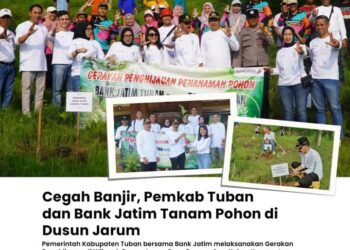 Pemkab Tuban Bersama Bank Jatim Tanam Pohon Penghijauan Pencegahan Banjir