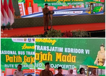 Khofifah Launching Bus Trans Jatim  Koridor VI dengan Rute Sidoarjo – Mojokerto