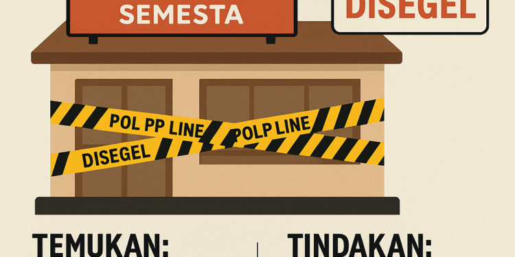 Positif Edarkan Miras, Resto Alam Semesta Disegel Satpol PP Kabupaten Kediri