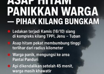 Ledakan Hebat Guncang Kilang TPPI Tuban — Warga Panik, Asap Hitam Membumbung Tinggi