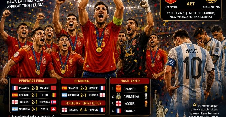 Spanyol Taklukkan Argentina, Akhiri Penantian 16 Tahun Gelar Juara Dunia