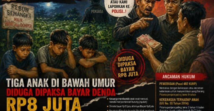 Tiga Anak di Bawah Umur Diduga Dipaksa Bayar Rp.8 Juta Usai Dituduh Mencuri Semangka di Pakel
