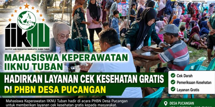 Mahasiswa Keperawatan IIKNU Tuban Hadirkan Layanan Cek Kesehatan Gratis di PHBN Desa Pucangan – Montong